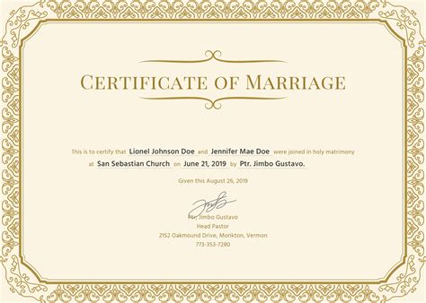 free marriage certificate editable template.